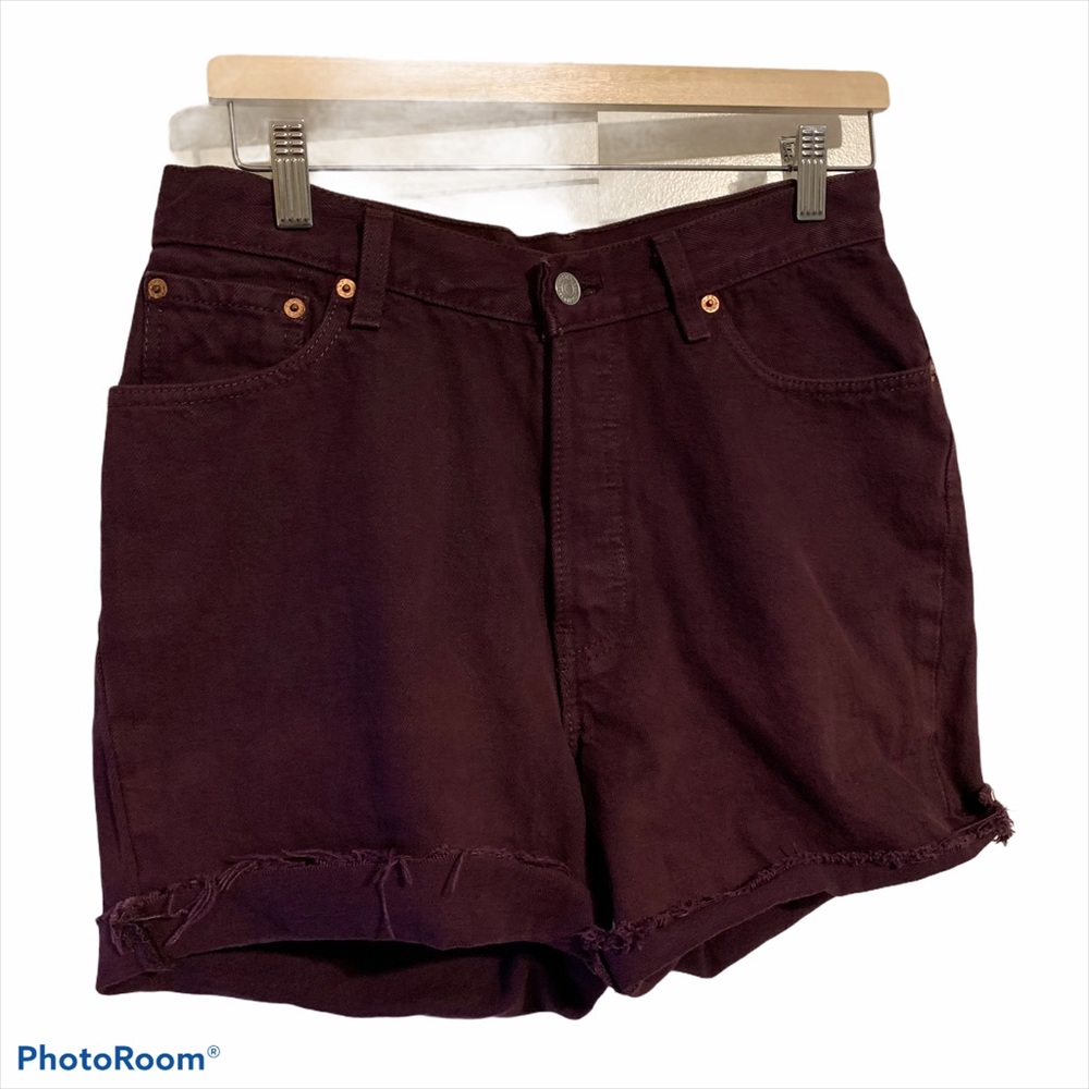 Vintage Levi’s 501 M 13 button fly mom Jean high rise cut off denim plum shorts